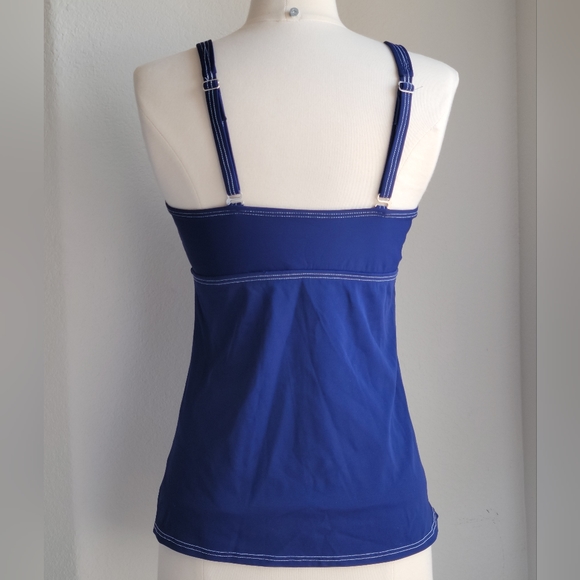 TEFRON Tankini Top Fully Lined Built-in Padded Bra Knot Detail Blue Sample sz M - Picture 5 of 16